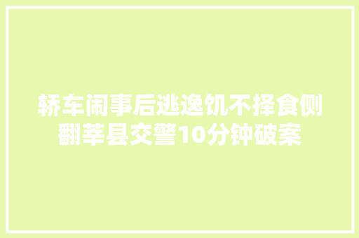 轿车闹事后逃逸饥不择食侧翻莘县交警10分钟破案