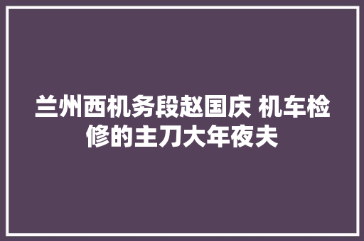 兰州西机务段赵国庆 机车检修的主刀大年夜夫