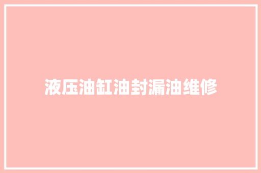 液压油缸油封漏油维修
