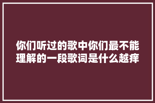 你们听过的歌中你们最不能理解的一段歌词是什么越痒越骚越痒