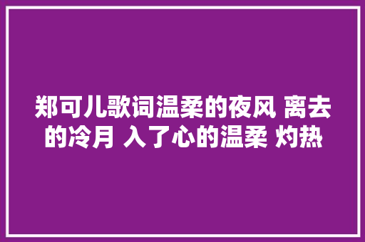 郑可儿歌词温柔的夜风 离去的冷月 入了心的温柔 灼热的思念