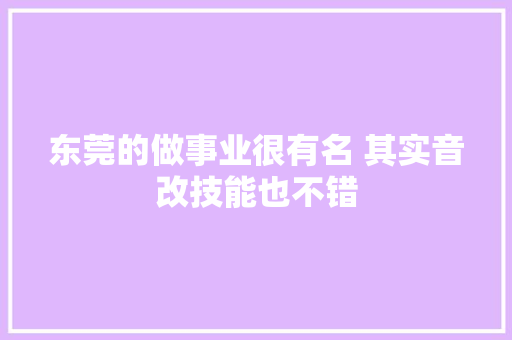 东莞的做事业很有名 其实音改技能也不错