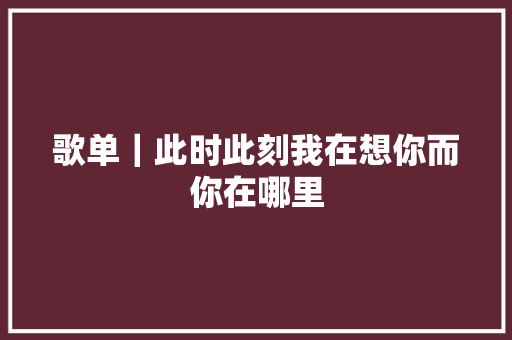 歌单｜此时此刻我在想你而你在哪里