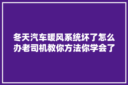 冬天汽车暖风系统坏了怎么办老司机教你方法你学会了吗
