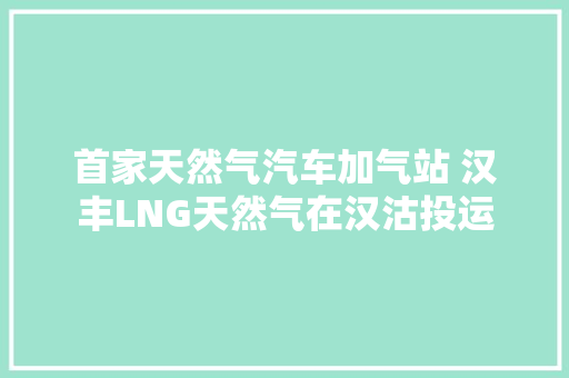 首家天然气汽车加气站 汉丰LNG天然气在汉沽投运