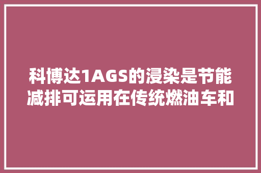 科博达1AGS的浸染是节能减排可运用在传统燃油车和新能源汽车上 汽车知识