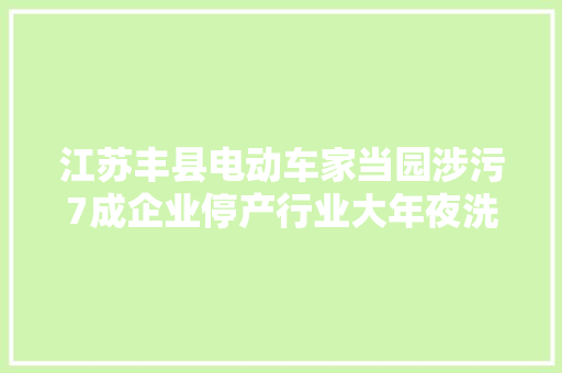 江苏丰县电动车家当园涉污7成企业停产行业大年夜洗牌或将来袭