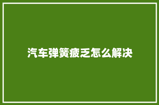 汽车弹簧疲乏怎么解决