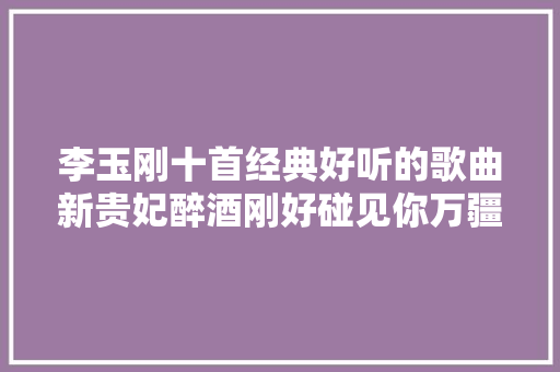 李玉刚十首经典好听的歌曲新贵妃醉酒刚好碰见你万疆