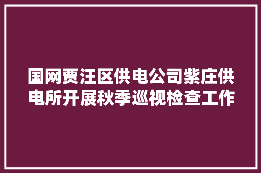 国网贾汪区供电公司紫庄供电所开展秋季巡视检查工作