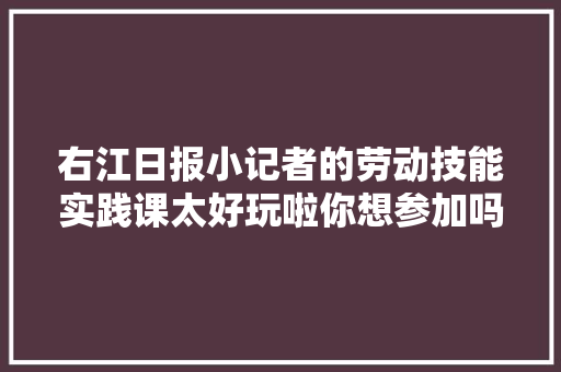 右江日报小记者的劳动技能实践课太好玩啦你想参加吗