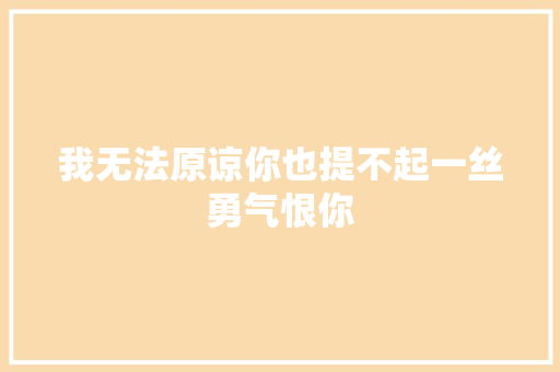 我无法原谅你也提不起一丝勇气恨你