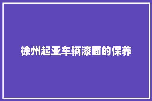 徐州起亚车辆漆面的保养