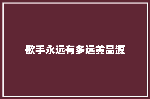 歌手永远有多远黄品源