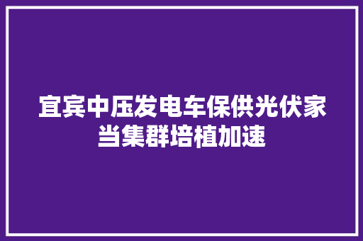 宜宾中压发电车保供光伏家当集群培植加速