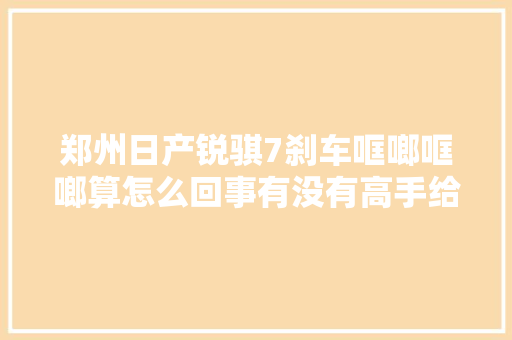 郑州日产锐骐7刹车哐啷哐啷算怎么回事有没有高手给诊断一下