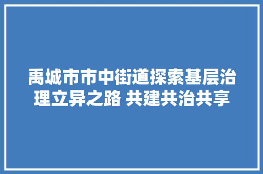 禹城市市中街道探索基层治理立异之路 共建共治共享绽放幸福花