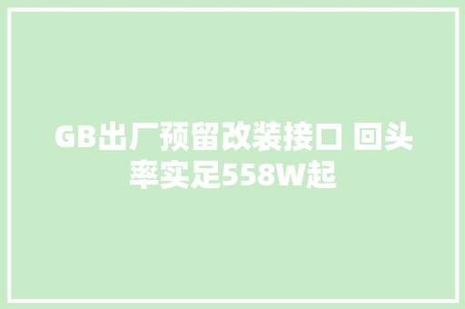 GB出厂预留改装接口 回头率实足558W起