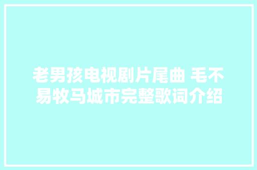 老男孩电视剧片尾曲 毛不易牧马城市完整歌词介绍 休闲娱乐