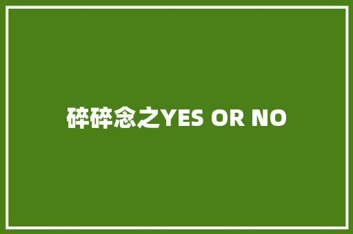 碎碎念之YES OR NO
