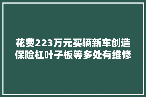 花费223万元买辆新车创造保险杠叶子板等多处有维修痕迹车主维权 商家赔偿16万元