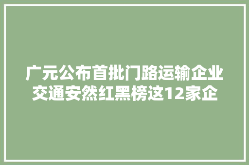 广元公布首批门路运输企业交通安然红黑榜这12家企业上了黑榜 汽车知识