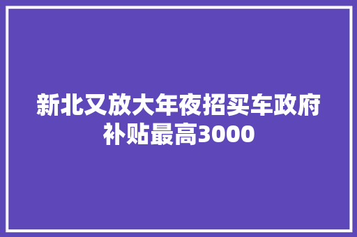 新北又放大年夜招买车政府补贴最高3000