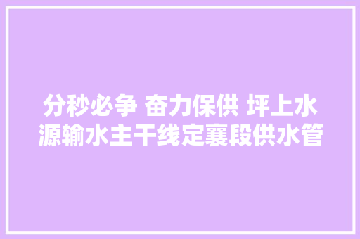 分秒必争 奋力保供 坪上水源输水主干线定襄段供水管线抢修纪实