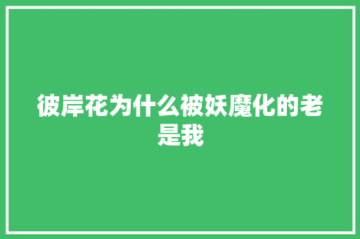 彼岸花为什么被妖魔化的老是我