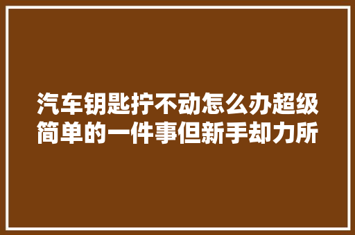 汽车钥匙拧不动怎么办超级简单的一件事但新手却力所不及