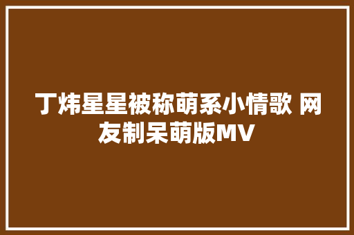 丁炜星星被称萌系小情歌 网友制呆萌版MV