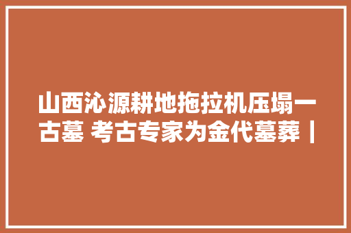 山西沁源耕地拖拉机压塌一古墓 考古专家为金代墓葬｜沸点 汽车知识