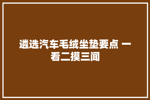 遴选汽车毛绒坐垫要点 一看二摸三闻