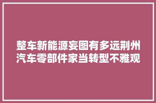整车新能源妄图有多远荆州汽车零部件家当转型不雅观察