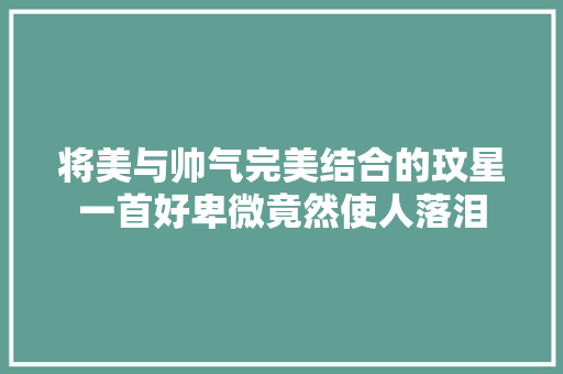 将美与帅气完美结合的玟星一首好卑微竟然使人落泪