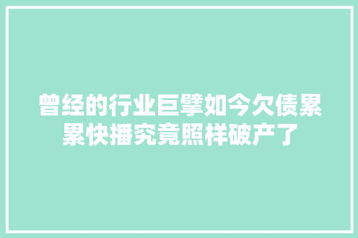 曾经的行业巨擘如今欠债累累快播究竟照样破产了 休闲娱乐