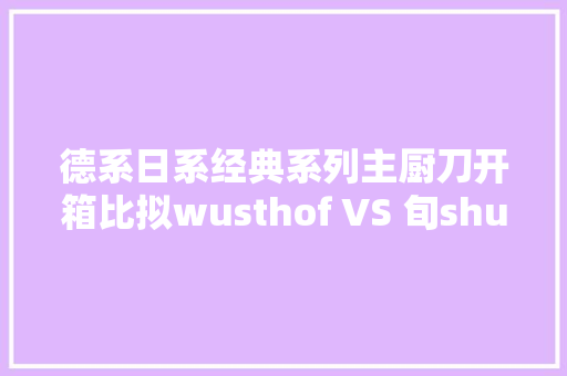 德系日系经典系列主厨刀开箱比拟wusthof VS 旬shun 休闲娱乐