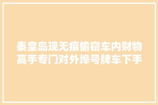秦皇岛现无痕偷窃车内财物高手专门对外埠号牌车下手 汽车知识