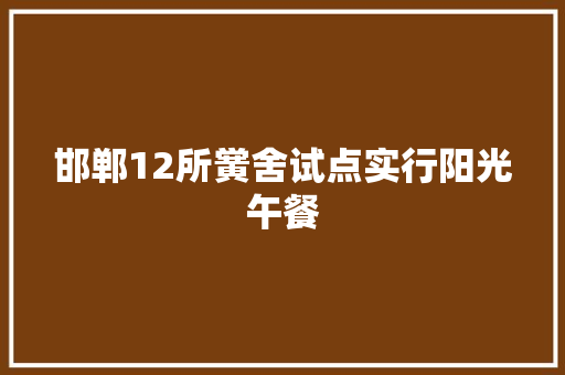 邯郸12所黉舍试点实行阳光午餐