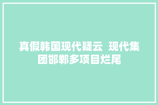 真假韩国现代疑云  现代集团邯郸多项目烂尾