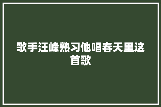 歌手汪峰熟习他唱春天里这首歌
