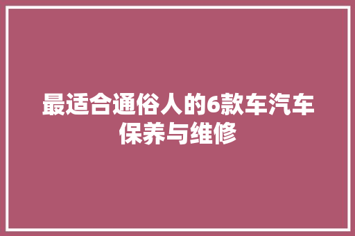 最适合通俗人的6款车汽车保养与维修 汽车知识