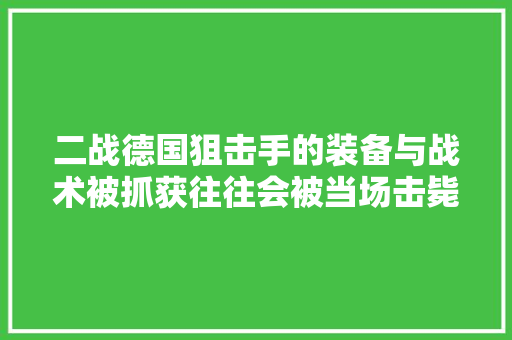 二战德国狙击手的装备与战术被抓获往往会被当场击毙 休闲娱乐
