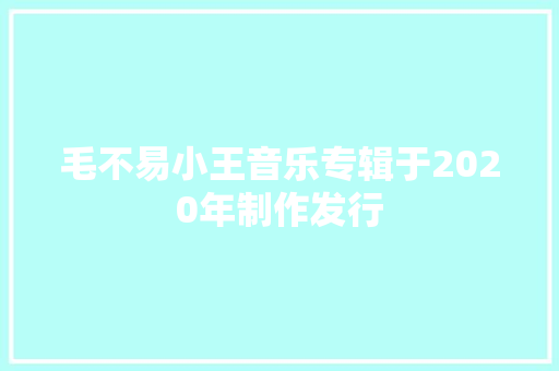 毛不易小王音乐专辑于2020年制作发行
