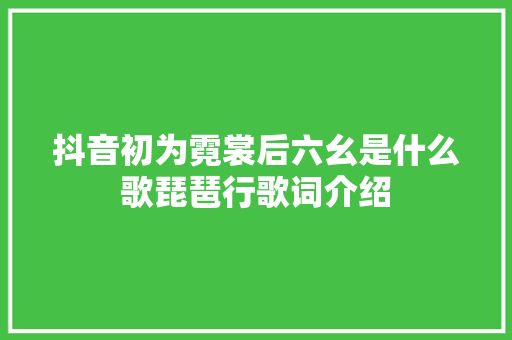 抖音初为霓裳后六幺是什么歌琵琶行歌词介绍