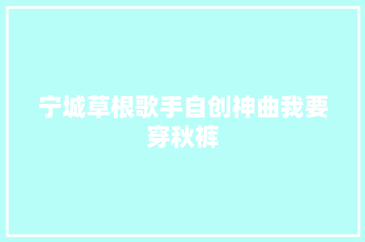 宁城草根歌手自创神曲我要穿秋裤