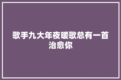 歌手九大年夜暖歌总有一首治愈你