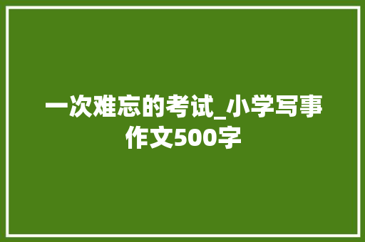 一次难忘的考试_小学写事作文500字