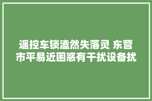 遥控车锁溘然失落灵 东营市平易近困惑有干扰设备扰乱