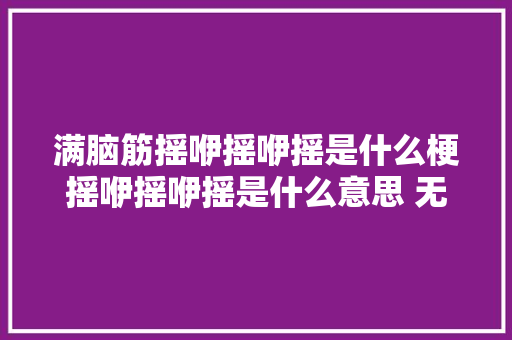 满脑筋摇咿摇咿摇是什么梗摇咿摇咿摇是什么意思 无价之姐完整歌词